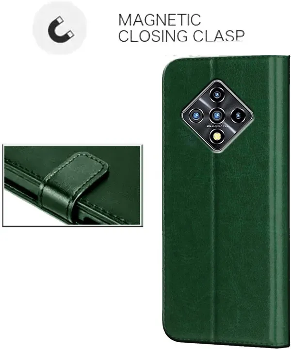 Green_Leather_Infinix_Zero_8i_Flip_Cover