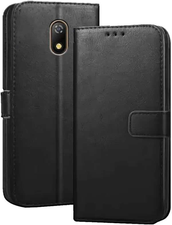 Black_Artificial_Leather_Itel_A23_Flip_Cover