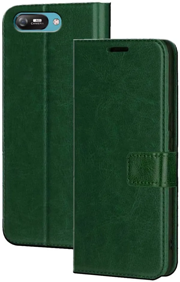 Green_Artificial_Leather_Itel_A25_Flip_Cover
