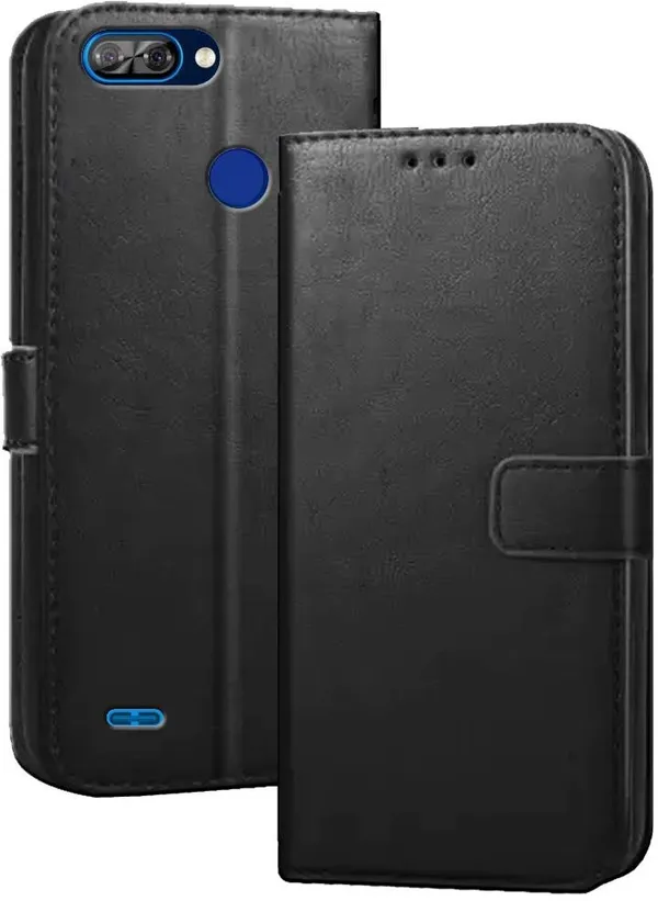 Black_Artificial_Leather_Itel_A46_Flip_Cover