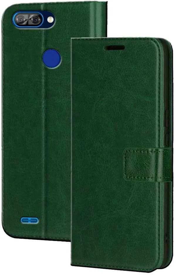 Green_Artificial_Leather_Itel_A46_Flip_Cover