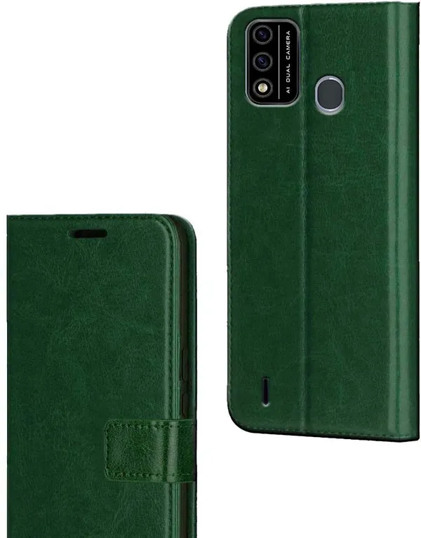 Green_Artificial_Leather_Itel_A48_Flip_Cover
