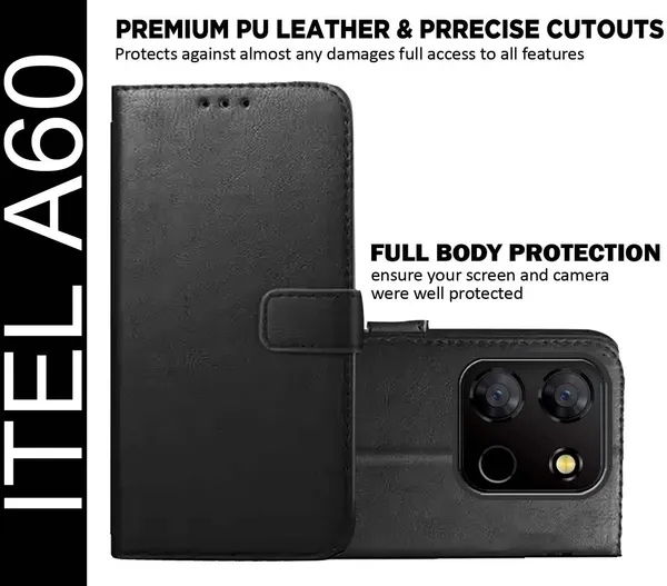 Black_Artificial_Leather_Itel_A60_Back_Cover