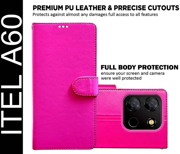 Pink_Artificial_Leather_Itel_A60_Back_Cover