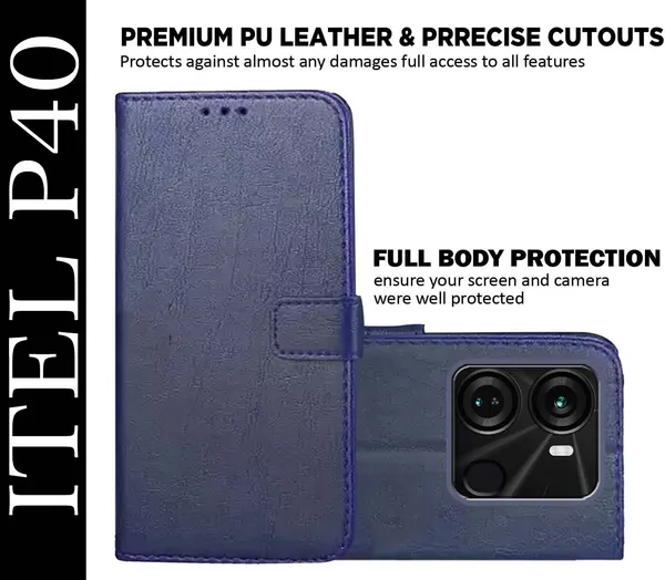 Blue_Artificial_Leather_Itel_P40_Back_Cover