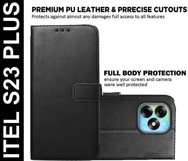 Black_Artificial_Leather_Itel_S23_Plus_Back_Cover