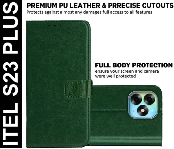 Green_Artificial_Leather_Itel_S23_Plus_Back_Cover