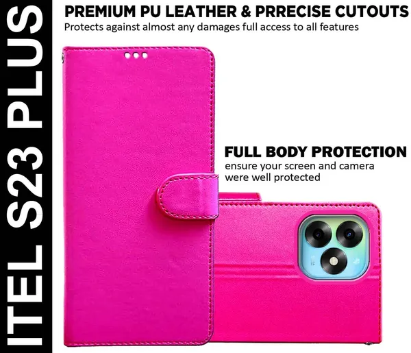 Pink_Artificial_Leather_Itel_S23_Plus_Back_Cover