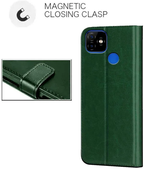 Green_Artificial_Leather_Itel_Vision_1_Flip_Cover