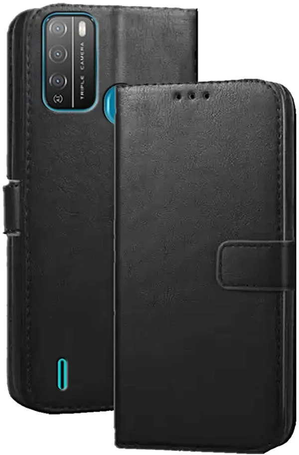 Black_Artificial_Leather_Itel_Vision_1_Pro_Flip_Cover