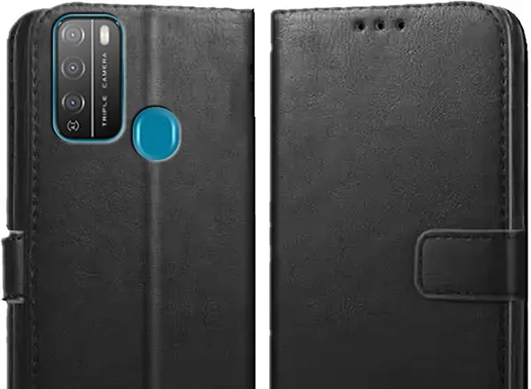 Black_Artificial_Leather_Itel_Vision_1_Pro_Flip_Cover