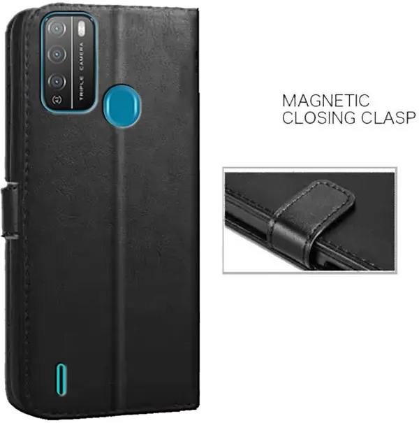 Black_Artificial_Leather_Itel_Vision_1_Pro_Flip_Cover