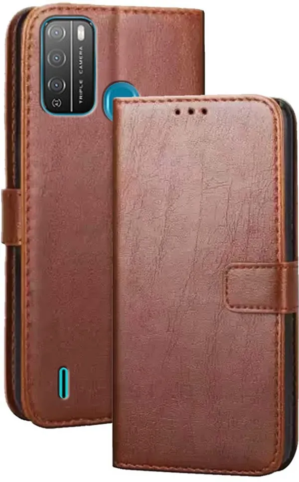 Brown_Artificial_Leather_Itel_Vision_1_Pro_Flip_Cover