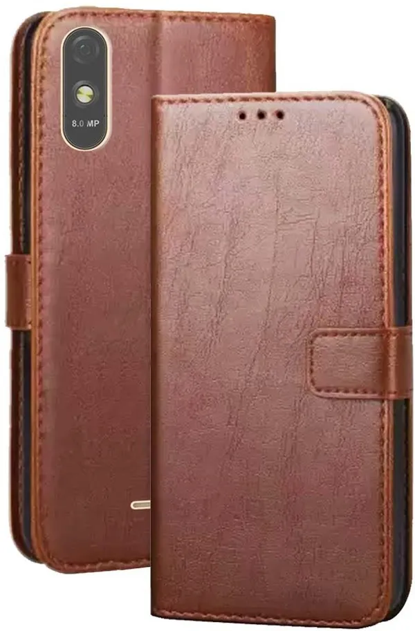 Brown_Artificial_Leather_Lava_Z61_Pro_Flip_Cover