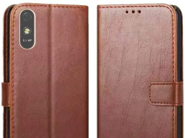 Brown_Artificial_Leather_Lava_Z61_Pro_Flip_Cover