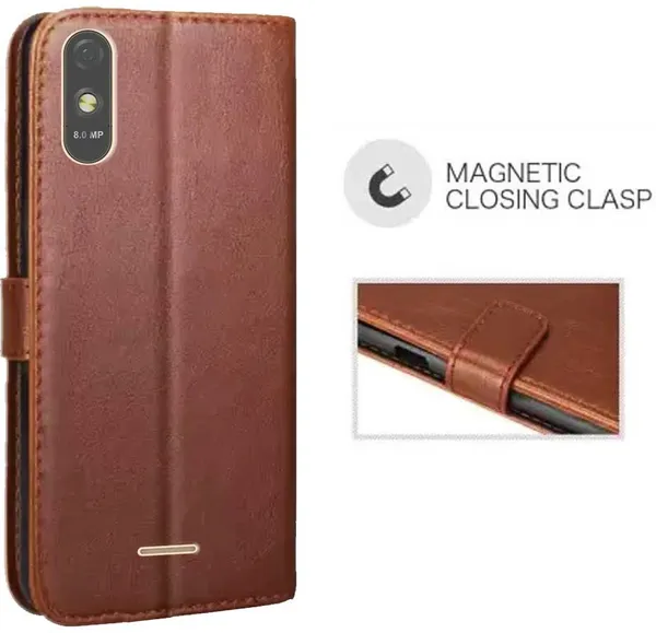 Brown_Artificial_Leather_Lava_Z61_Pro_Flip_Cover