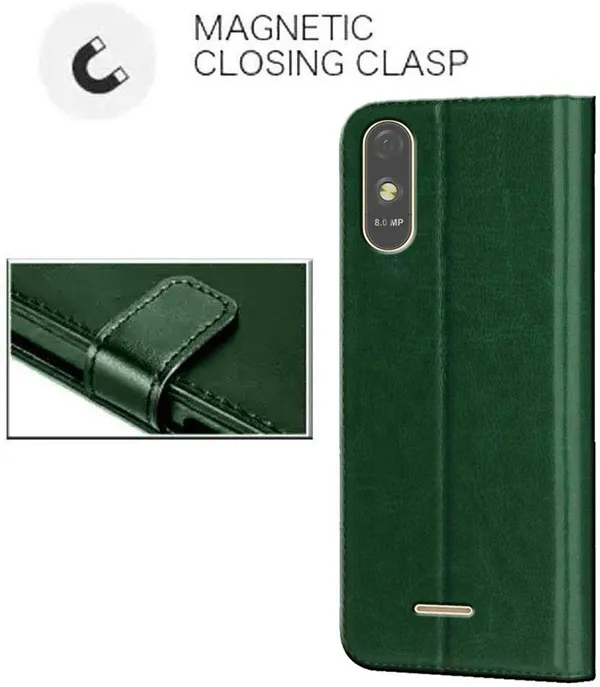 Green_Artificial_Leather_Lava_Z61_Pro_Flip_Cover