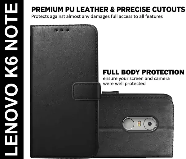 Black_Artificial_Leather_Lenovo_K6_Note_Back_Cover