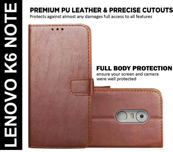 Brown_Artificial_Leather_Lenovo_K6_Note_Back_Cover