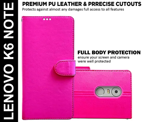 Pink_Artificial_Leather_Lenovo_K6_Note_Back_Cover