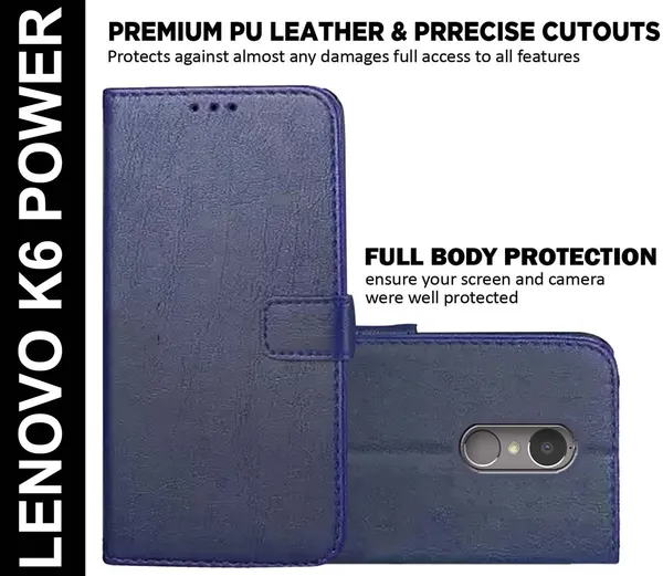 Blue_Artificial_Leather_Lenovo_K6_Power_Back_Cover