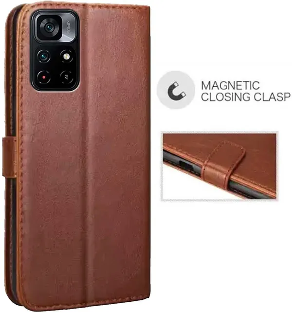 Brown_Artificial_Leather_Poco_M4_Pro_Back_Cover