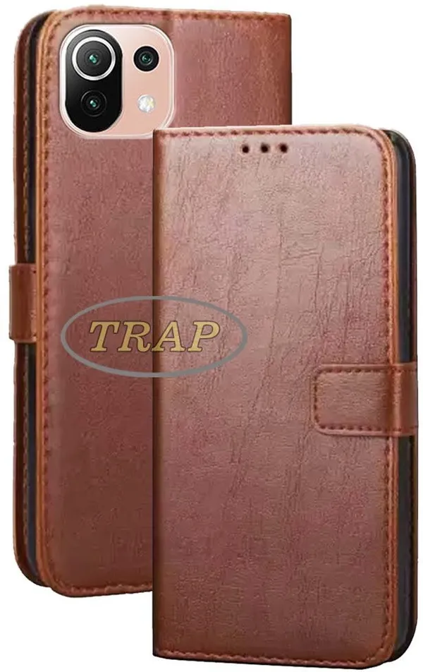 Brown_Artificial_Leather_Mi_11_Lite_Ne_5G_Back_Cover