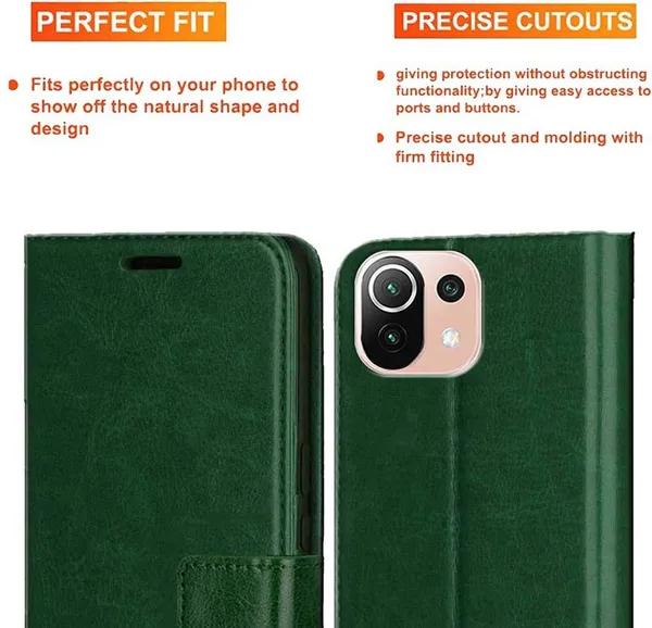 Green_Artificial_Leather_Mi_11_Lite_Ne_5G_Back_Cover