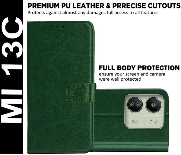 Green_Artificial_Leather_Mi_13C_4G_Back_Cover