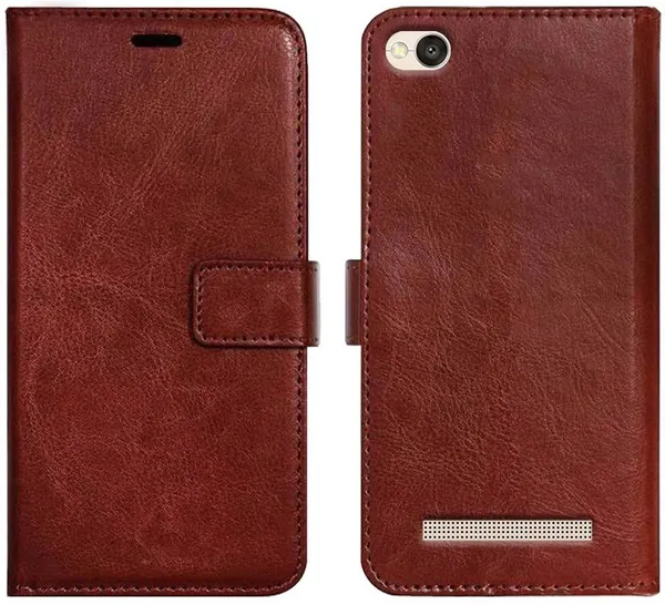Brown_Artificial_Leather_Mi_Redmi_4A_Wallet_Case_Cover