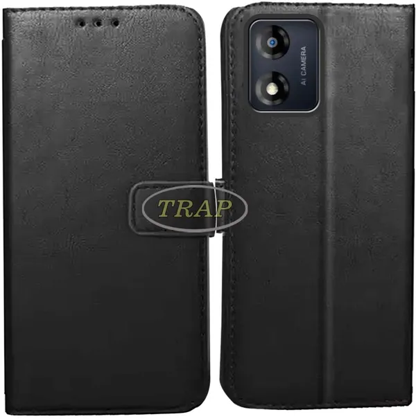 Black_Artificial_Leather_Moto_E13_Back_Cover
