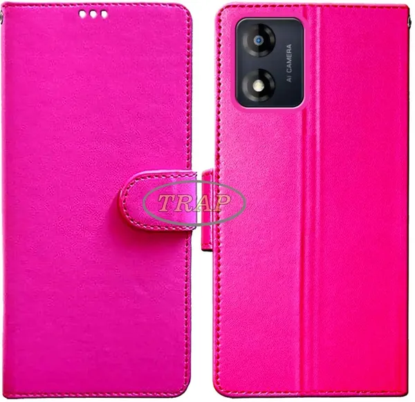 Pink_Artificial_Leather_Moto_E13_Back_Cover