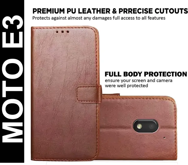 Brown_Artificial_Leather_Moto_E3_Back_Cover