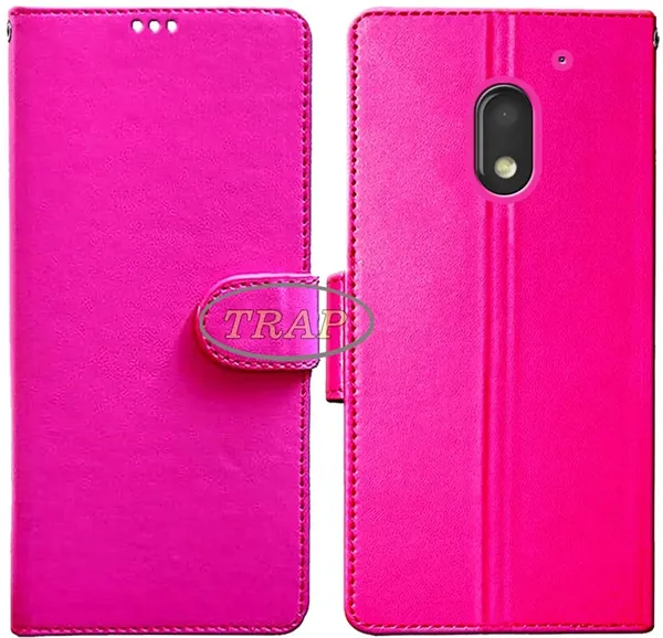 Pink_Artificial_Leather_Moto_E3_Back_Cover