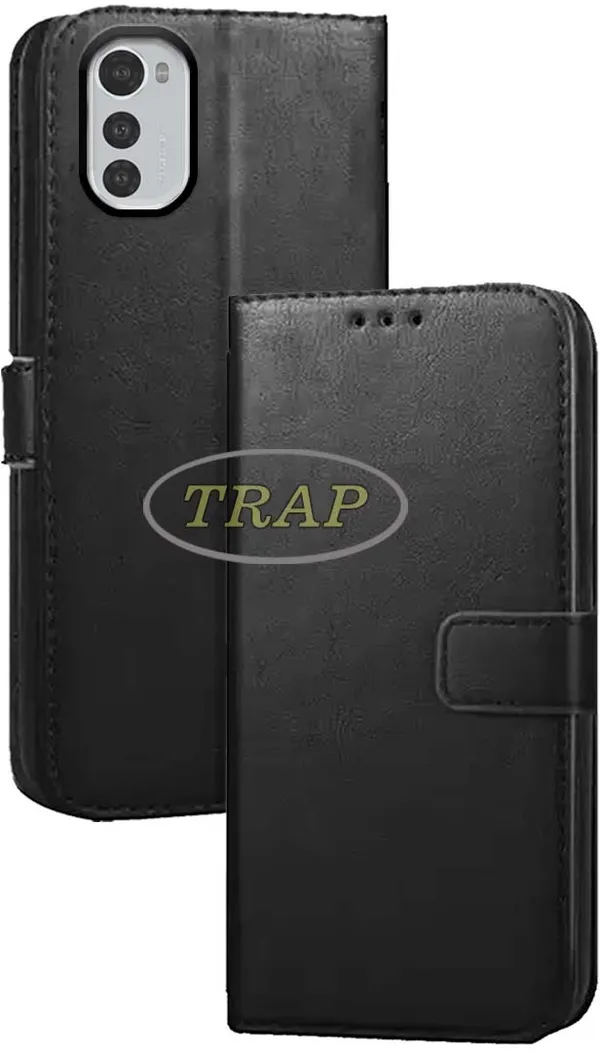 Black_Artificial_Leather_Moto_E32S_Back_Cover