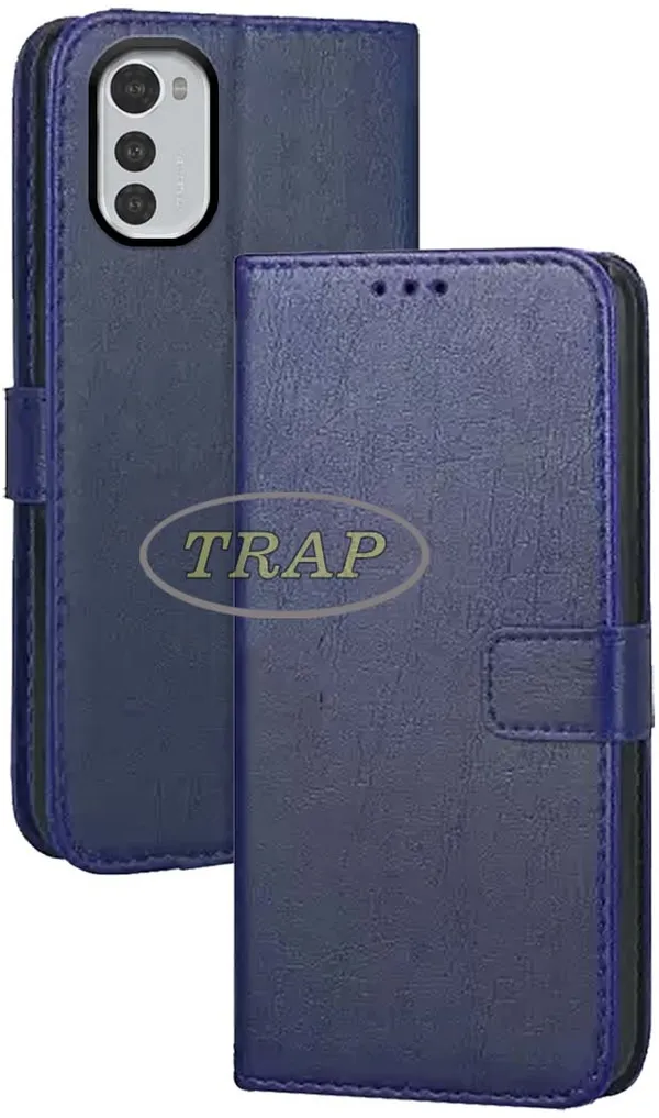 Blue_Artificial_Leather_Moto_E32S_Back_Cover