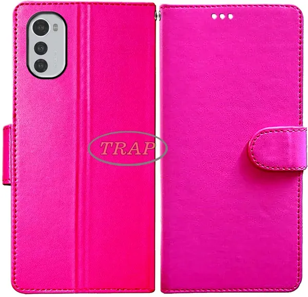 Pink_Artificial_Leather_Moto_E32S_Back_Cover