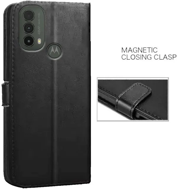 Black_Artificial_Leather_Moto_E40_Back_Cover
