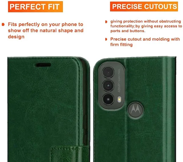 Green_Artificial_Leather_Moto_E40_Back_Cover
