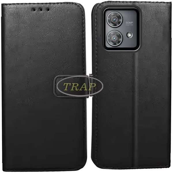 Black_Artificial_Leather_Moto_Edge_40_Neo_Back_Cover