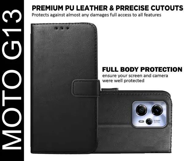 Black_Artificial_Leather_Moto_G13_Back_Cover