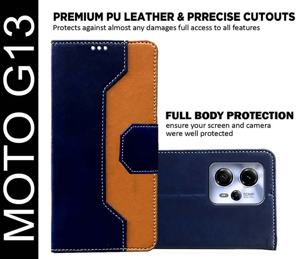 Multicolor_Artificial_Leather_Moto_G13_Back_Cover