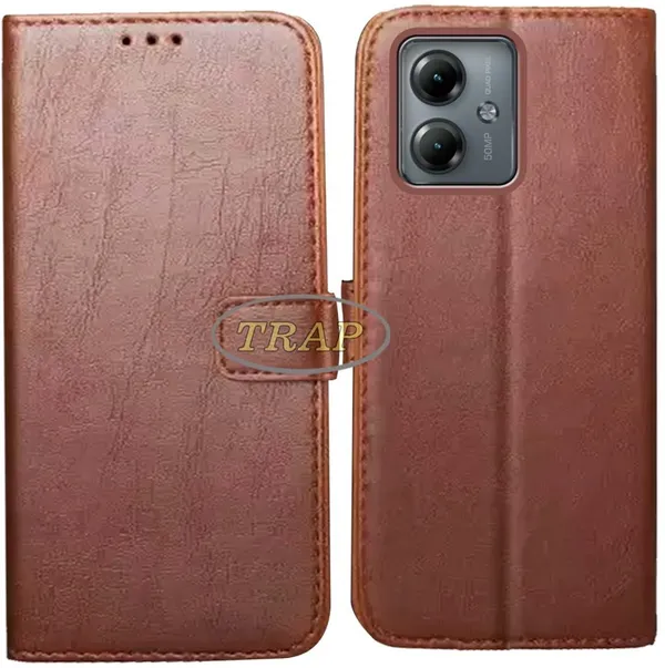 Brown_Artificial_Leather_Moto_G14_Back_Cover