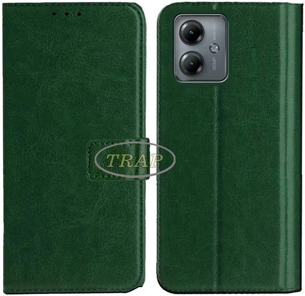 Green_Artificial_Leather_Moto_G14_Back_Cover