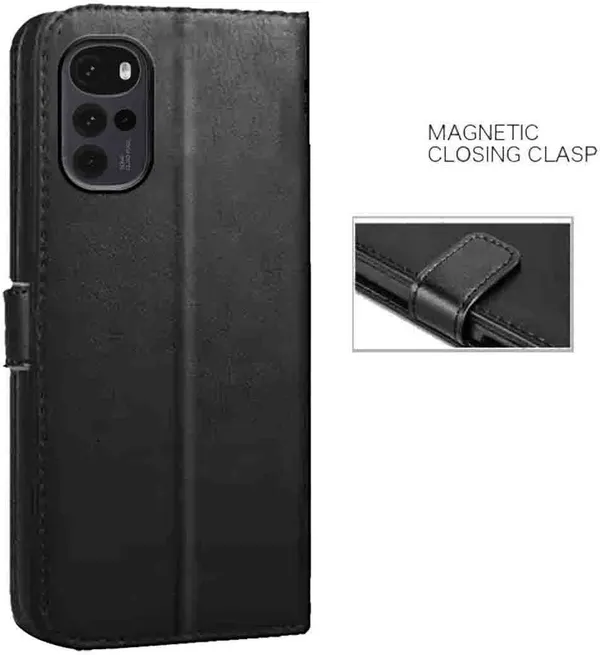 Black_Artificial_Leather_Moto_G22_Back_Cover