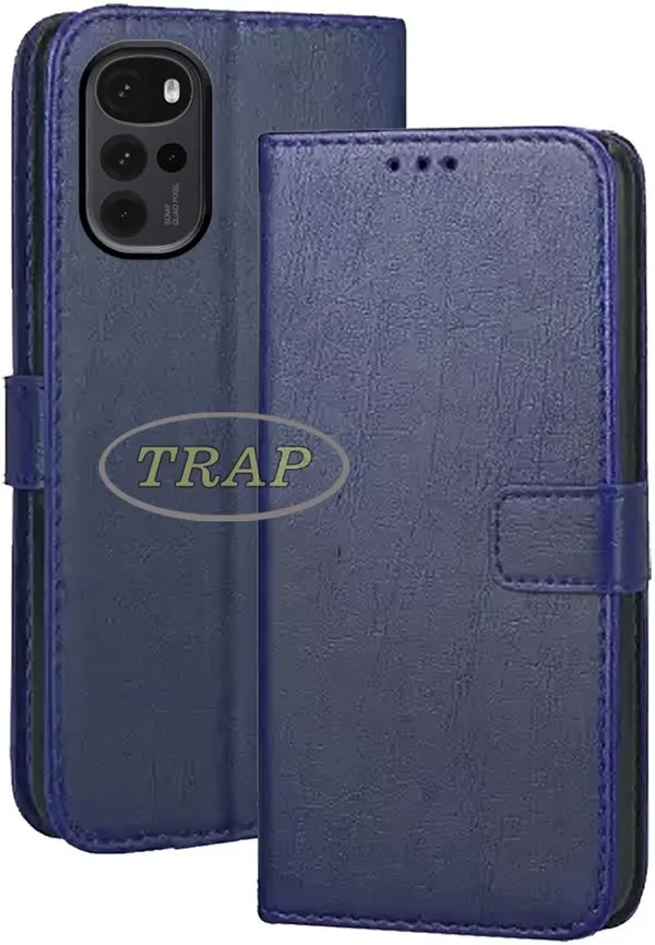 Blue_Artificial_Leather_Moto_G22_Back_Cover