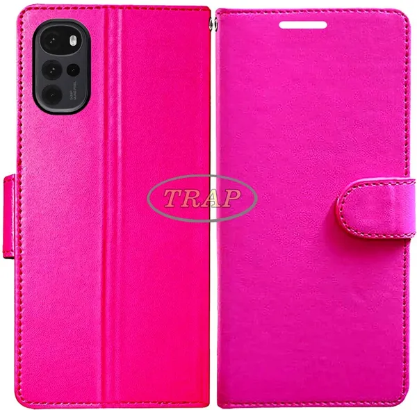 Pink_Artificial_Leather_Moto_G22_Back_Cover