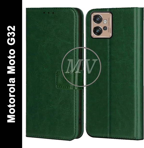 Green_Artificial_Leather_Moto_G32_Back_Cover