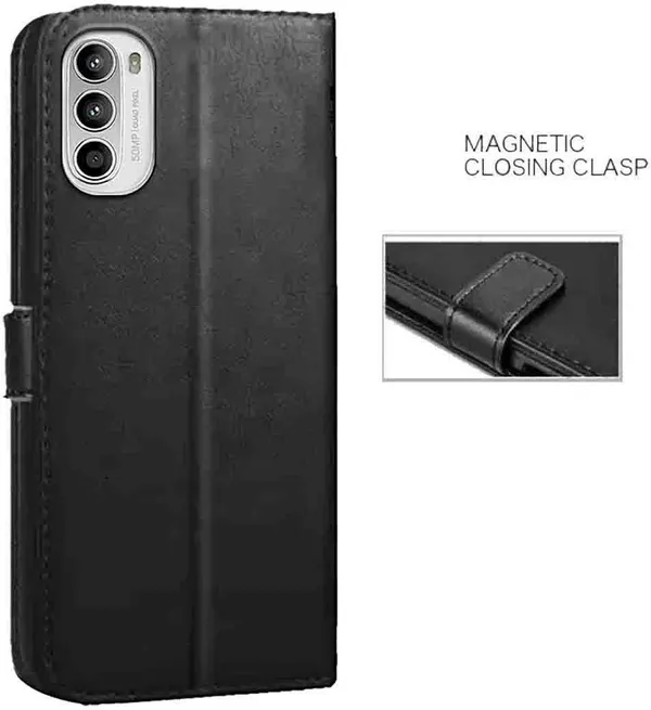 Black_Artificial_Leather_Moto_G52_Back_Cover