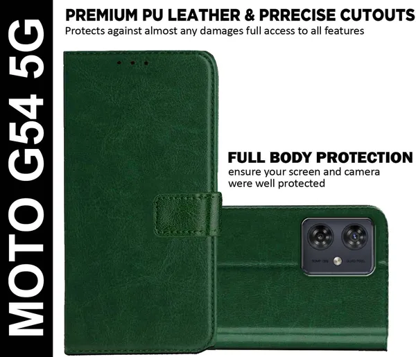 Green_Artificial_Leather_Moto_G54_5G_Back_Cover